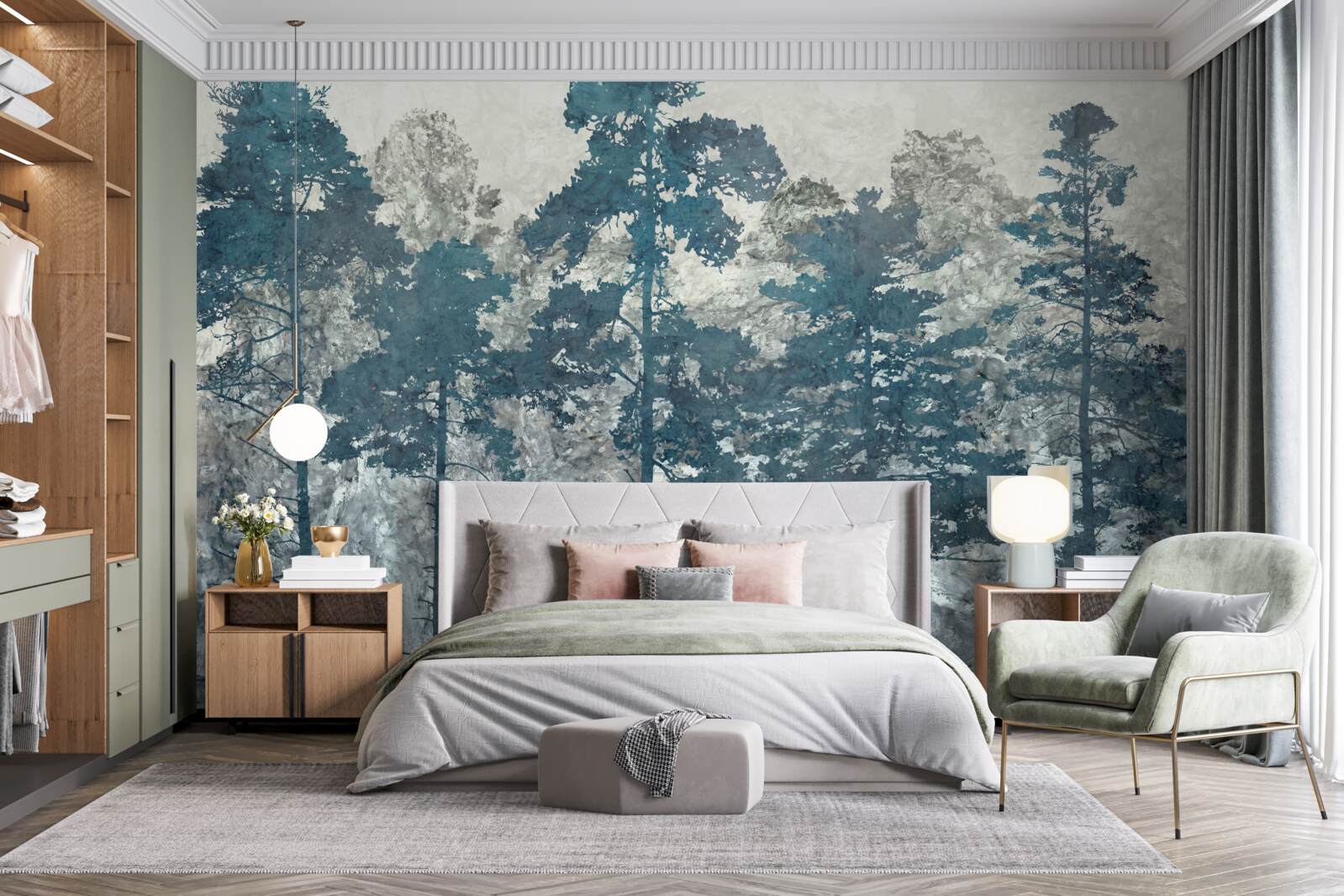 Fototapeta korony i wierzchołki drzew z liśćmi