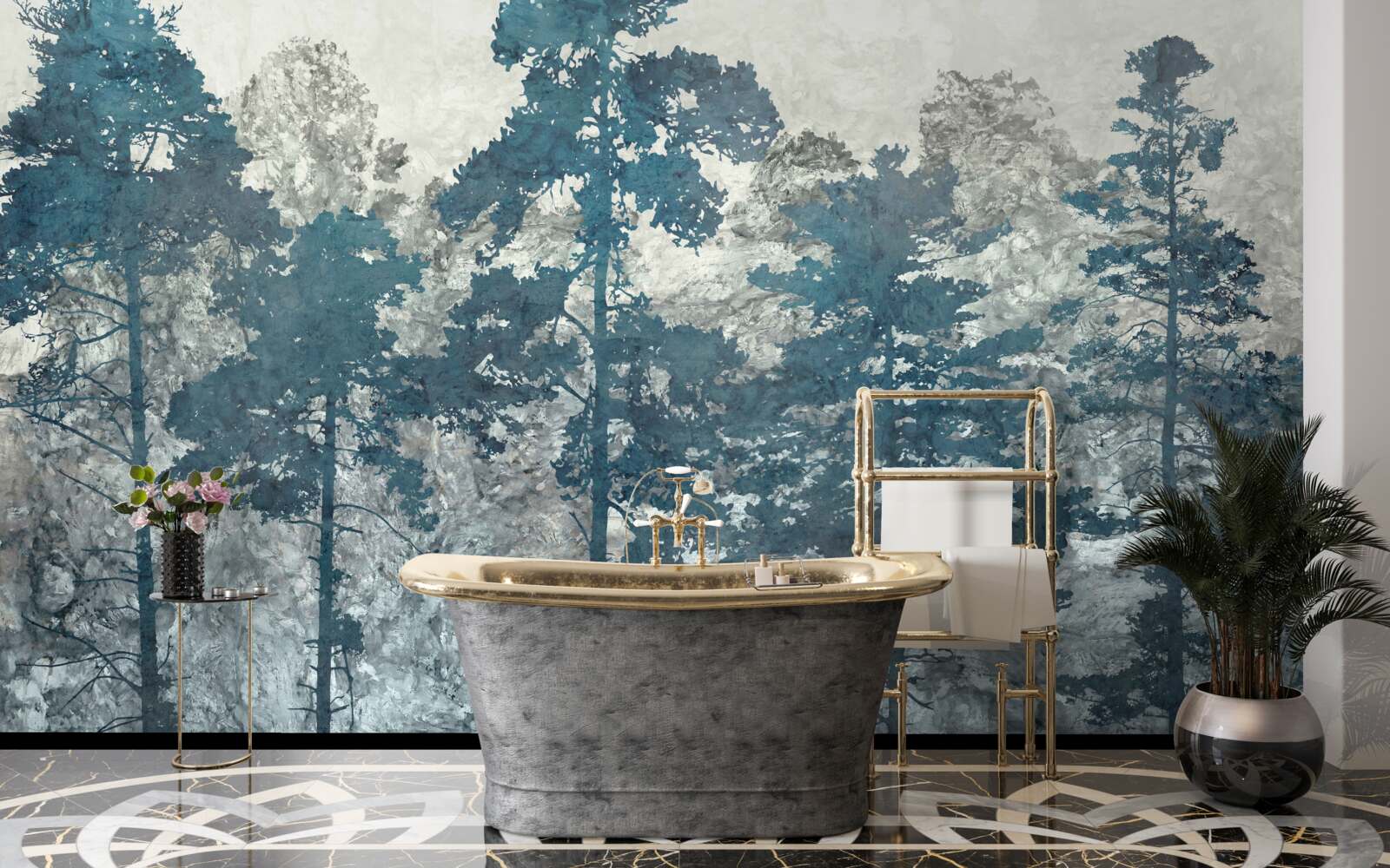 Fototapeta korony i wierzchołki drzew z liśćmi