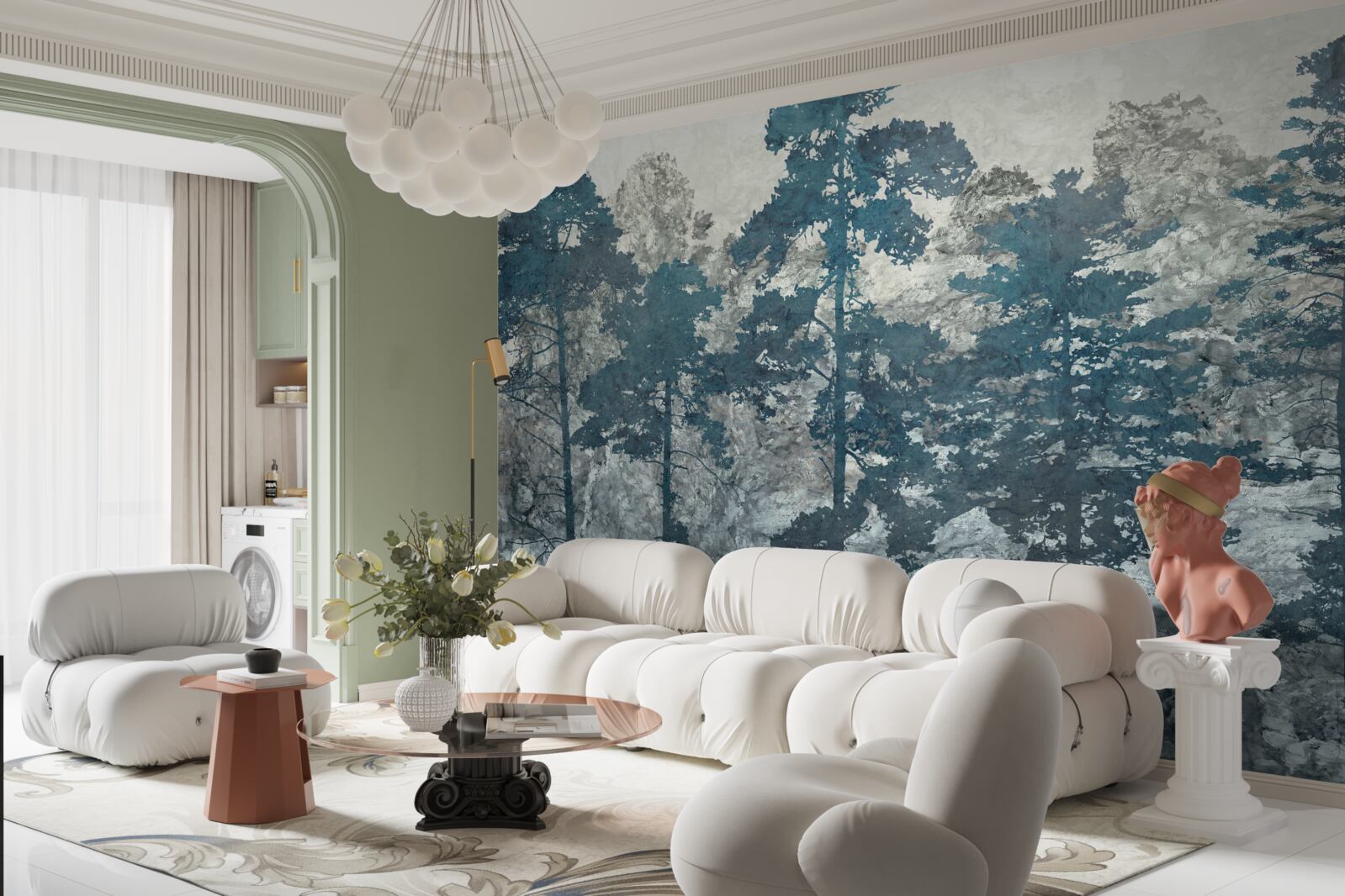 Fototapeta korony i wierzchołki drzew z liśćmi