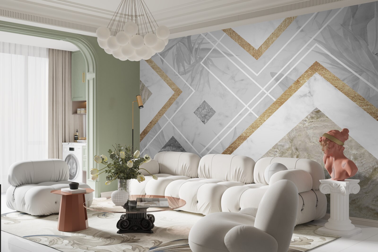 Fototapeta prostokątne linie na marmurze