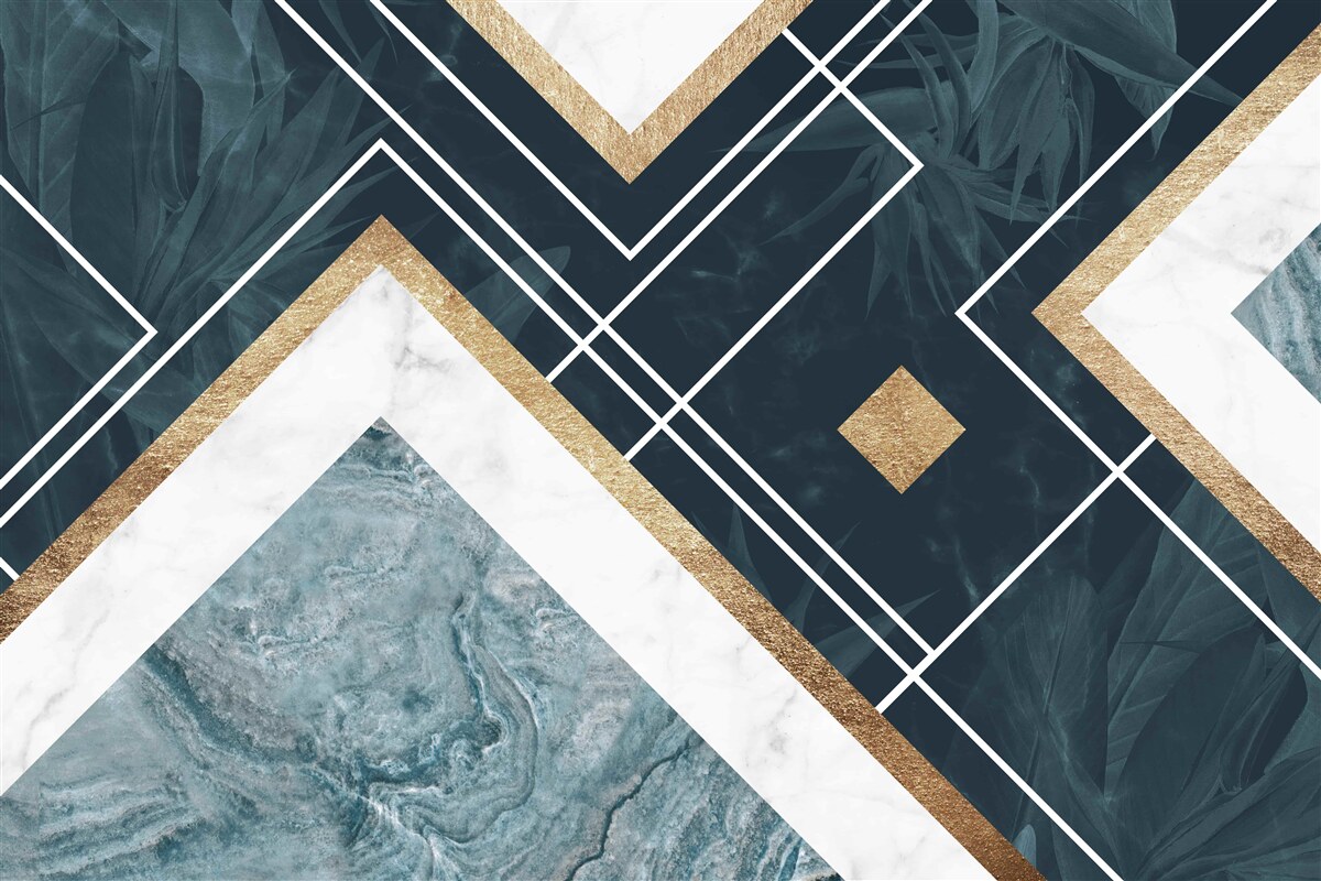 Fototapeta niebieska mozaika z białymi elementami