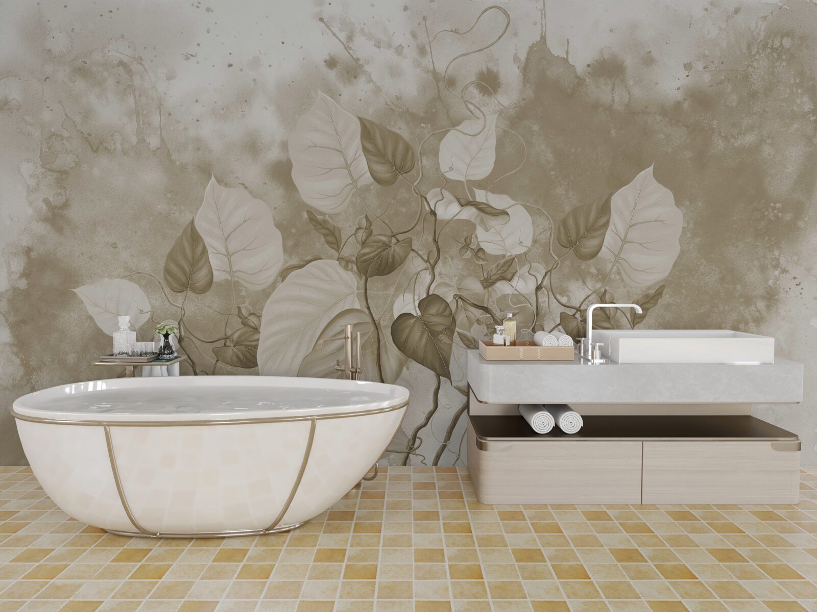 Fototapeta poranek na łące spowity jest mgłą