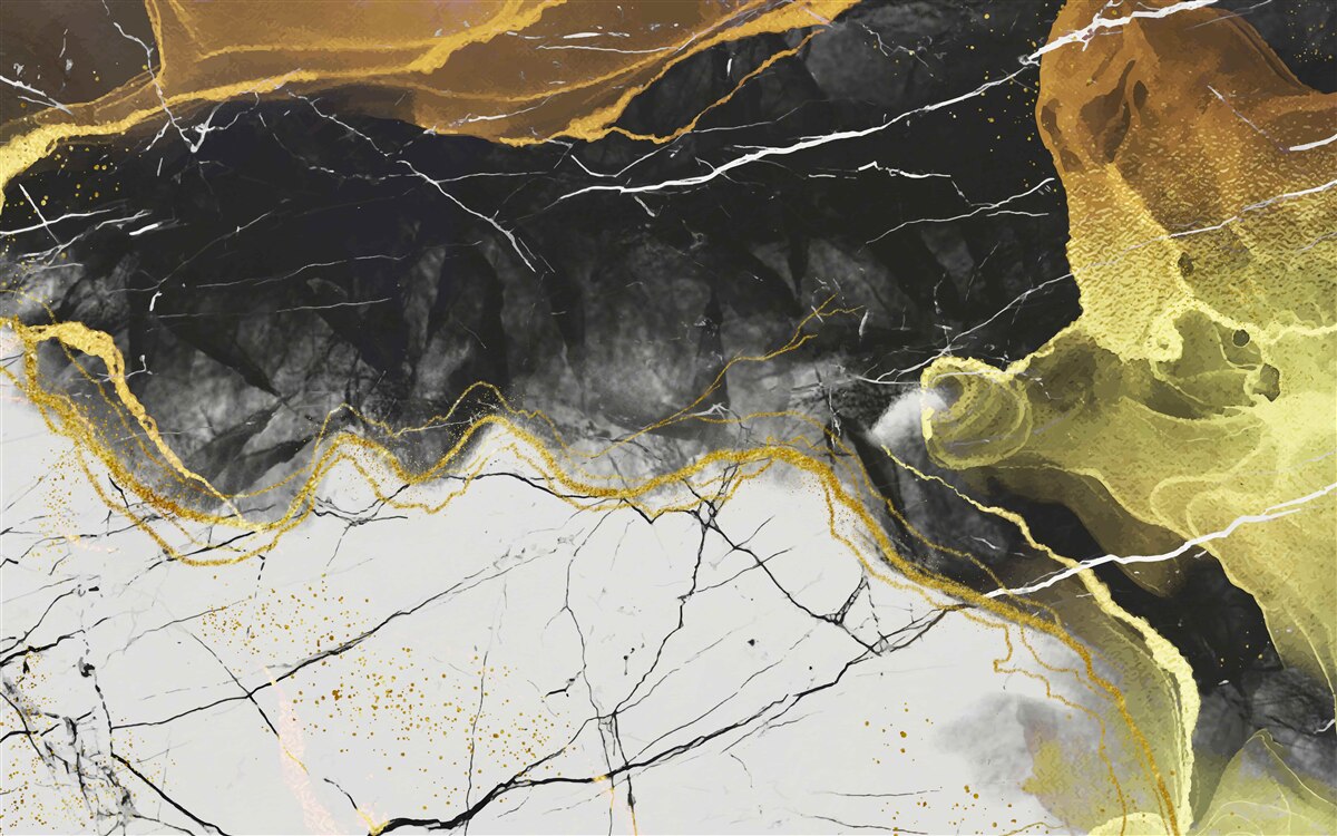 Fototapeta marmur czarno-biały ze złotymi odcieniami