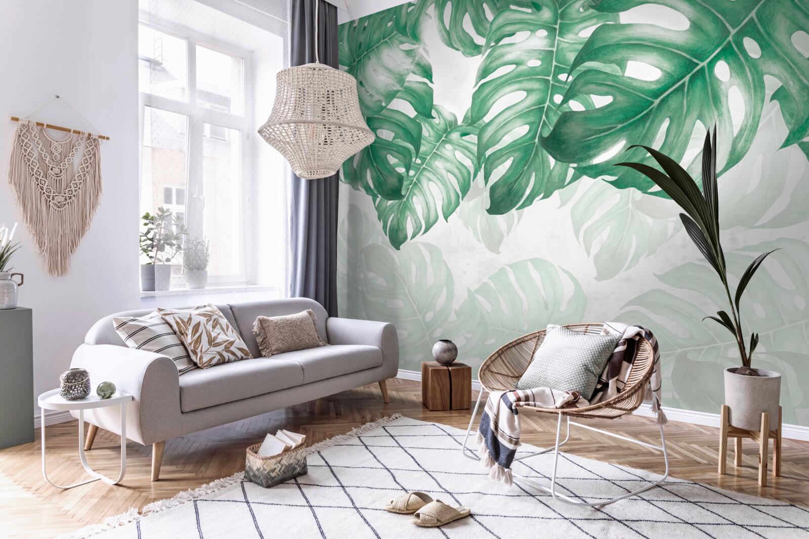 Fototapeta liście paproci na jasnym tle