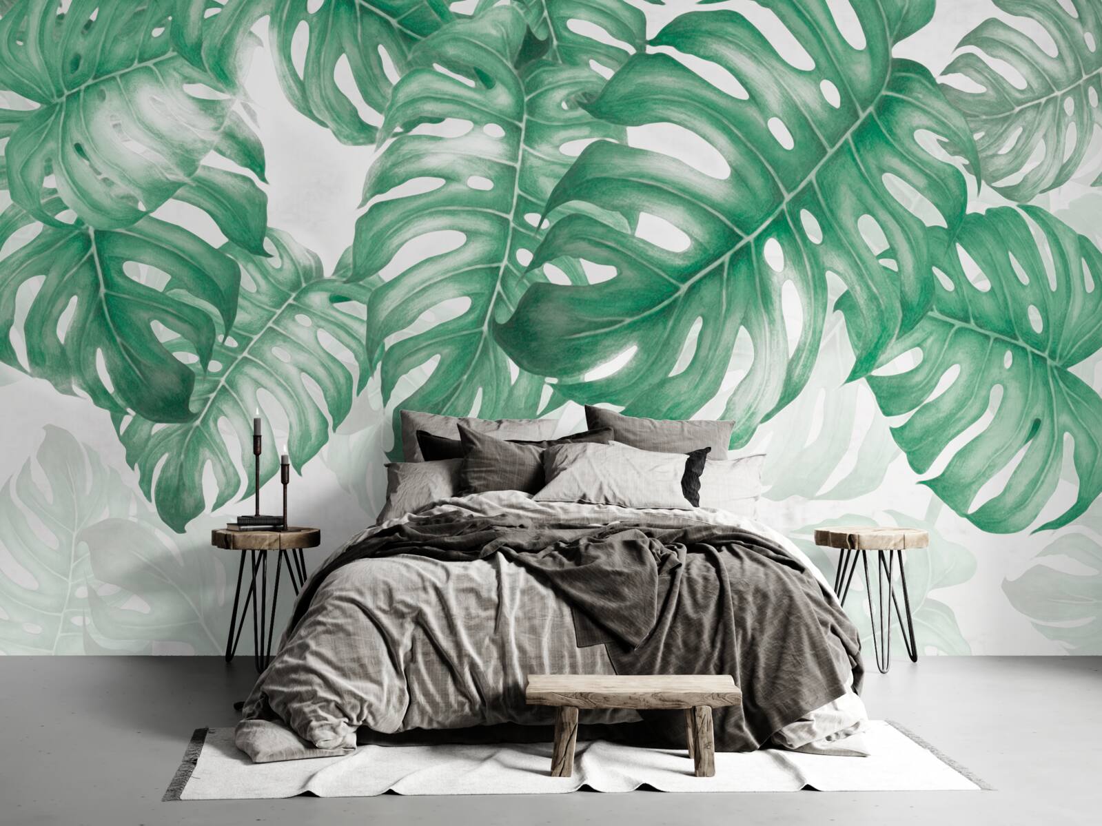 Fototapeta liście paproci na jasnym tle