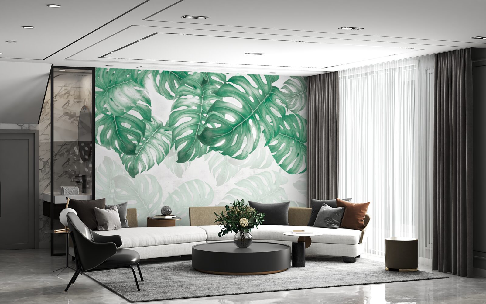 Fototapeta liście paproci na jasnym tle