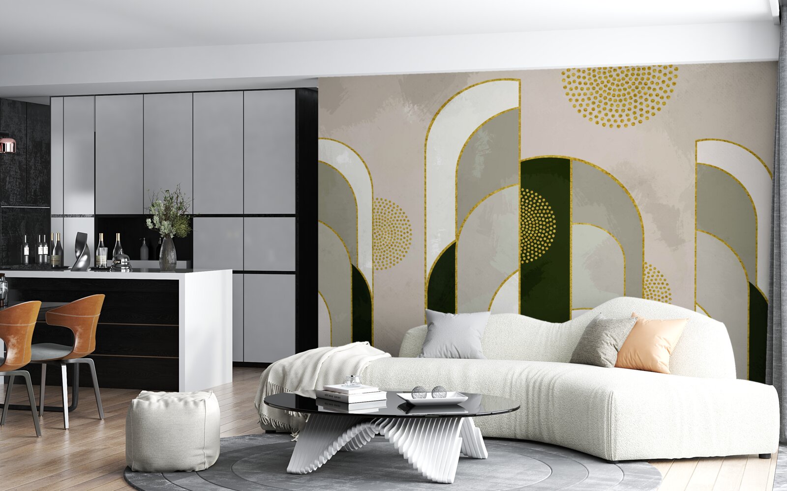 Fototapeta Świeciło ponad gęstą mgłą w lesie