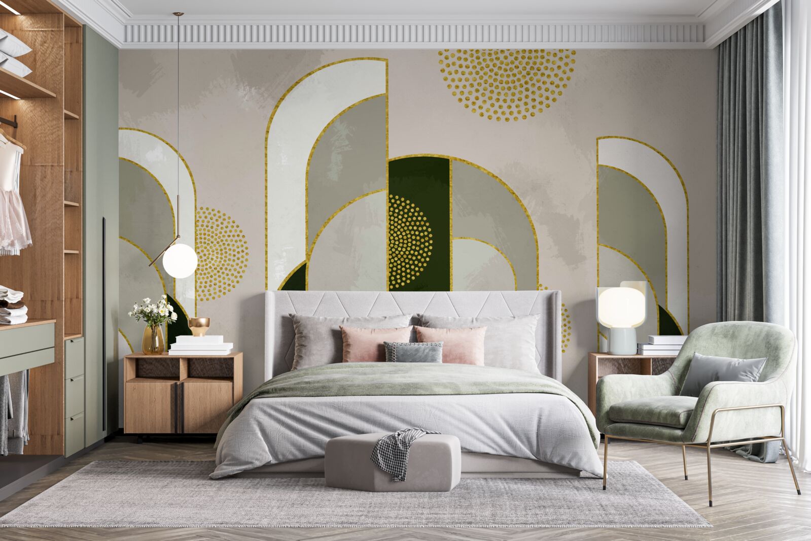 Fototapeta Świeciło ponad gęstą mgłą w lesie