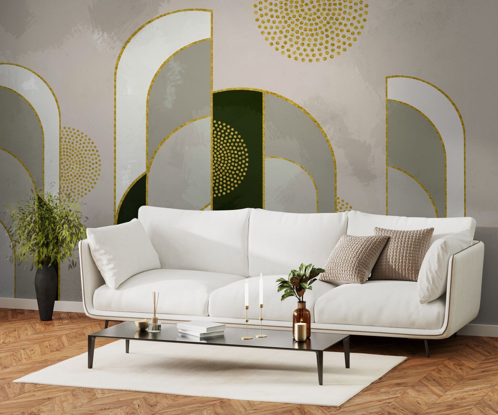 Fototapeta Świeciło ponad gęstą mgłą w lesie