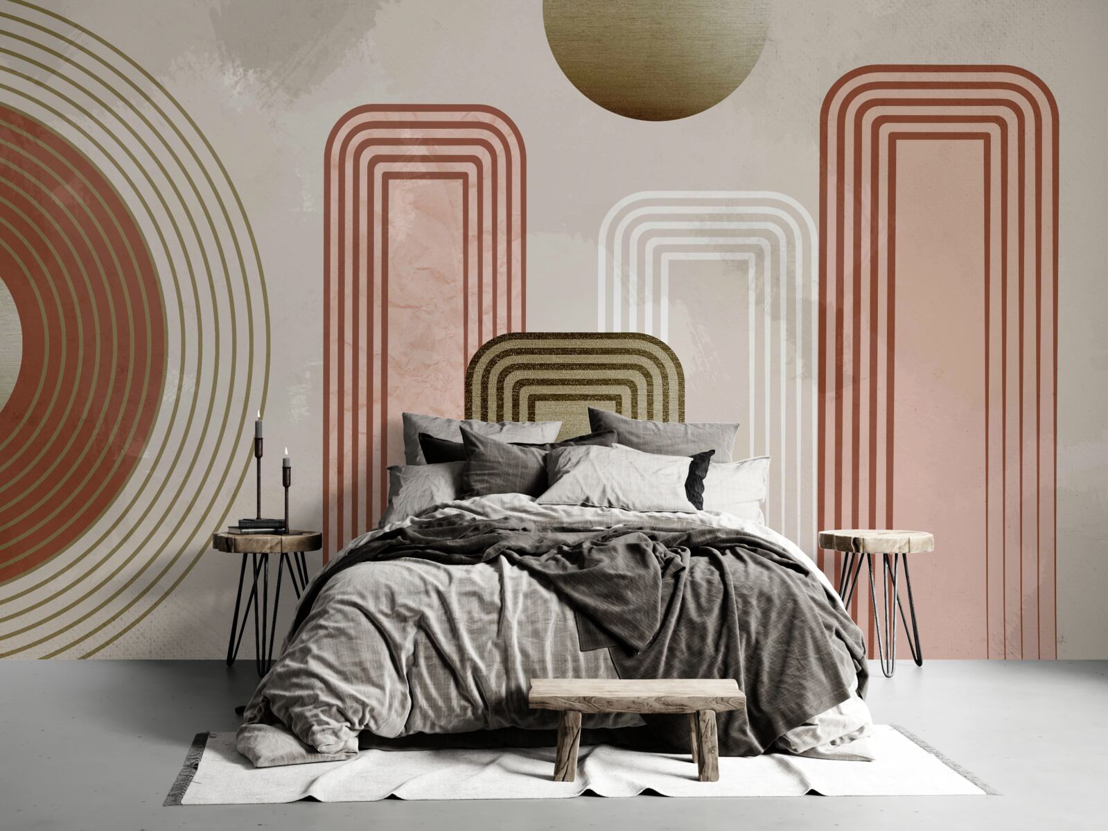 Fototapeta linie są prostokątne, pomalowane w delikatnych pastelowych odcieniach