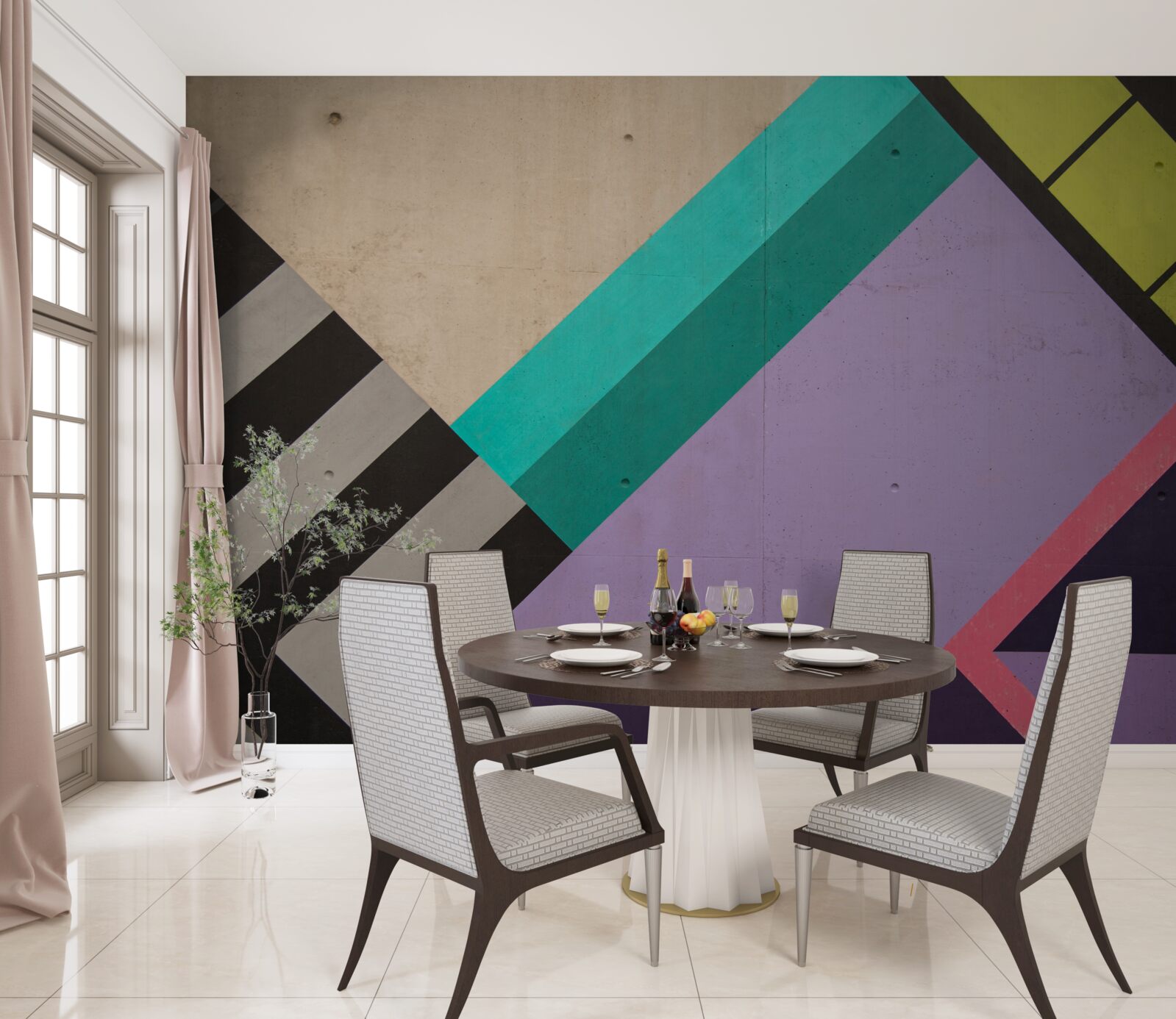 Fototapeta w lustrze wyświetlane są kolorowe prostokąty