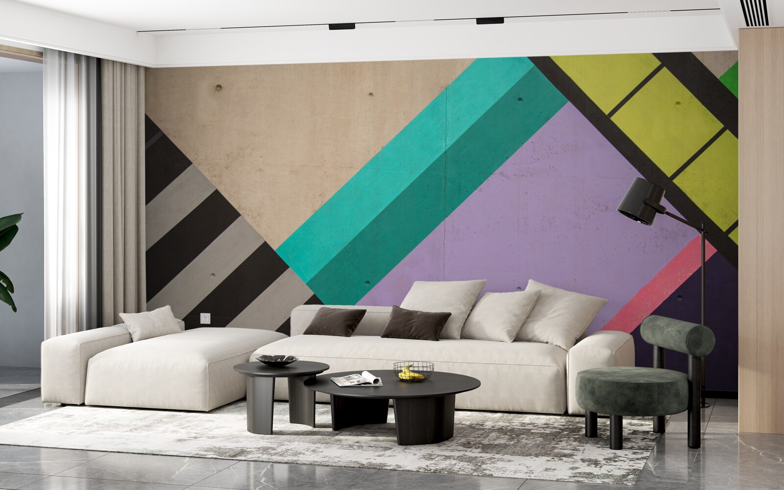 Fototapeta w lustrze wyświetlane są kolorowe prostokąty