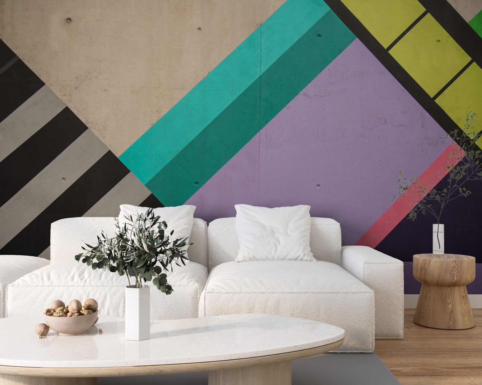 Fototapeta w lustrze wyświetlane są kolorowe prostokąty