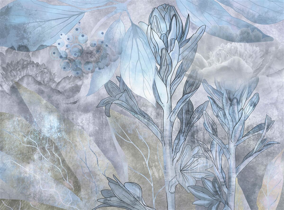 Fototapeta pąki między liśćmi o świcie