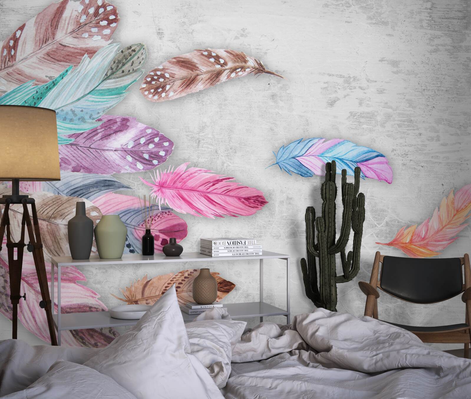 Fototapeta pióra w delikatnych jasnych odcieniach