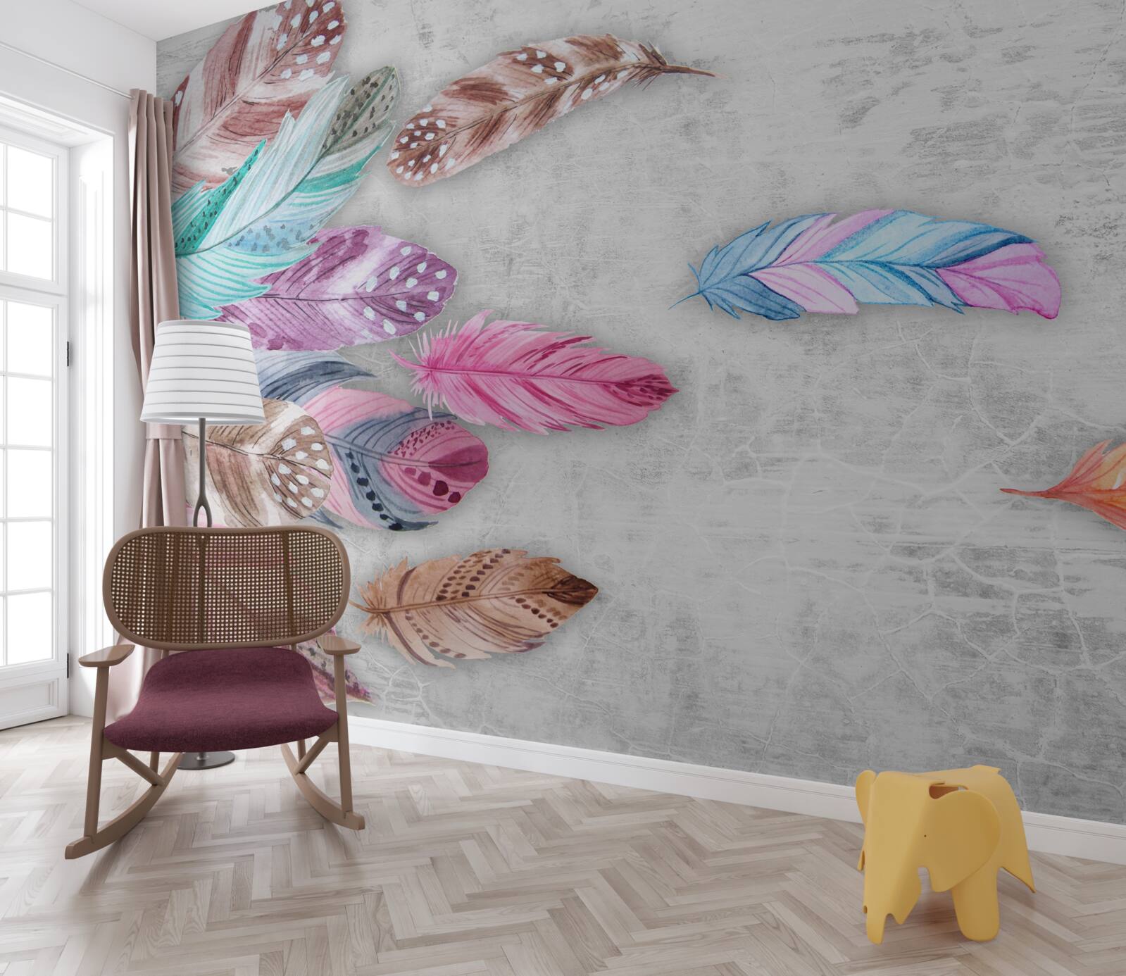 Fototapeta pióra w delikatnych jasnych odcieniach