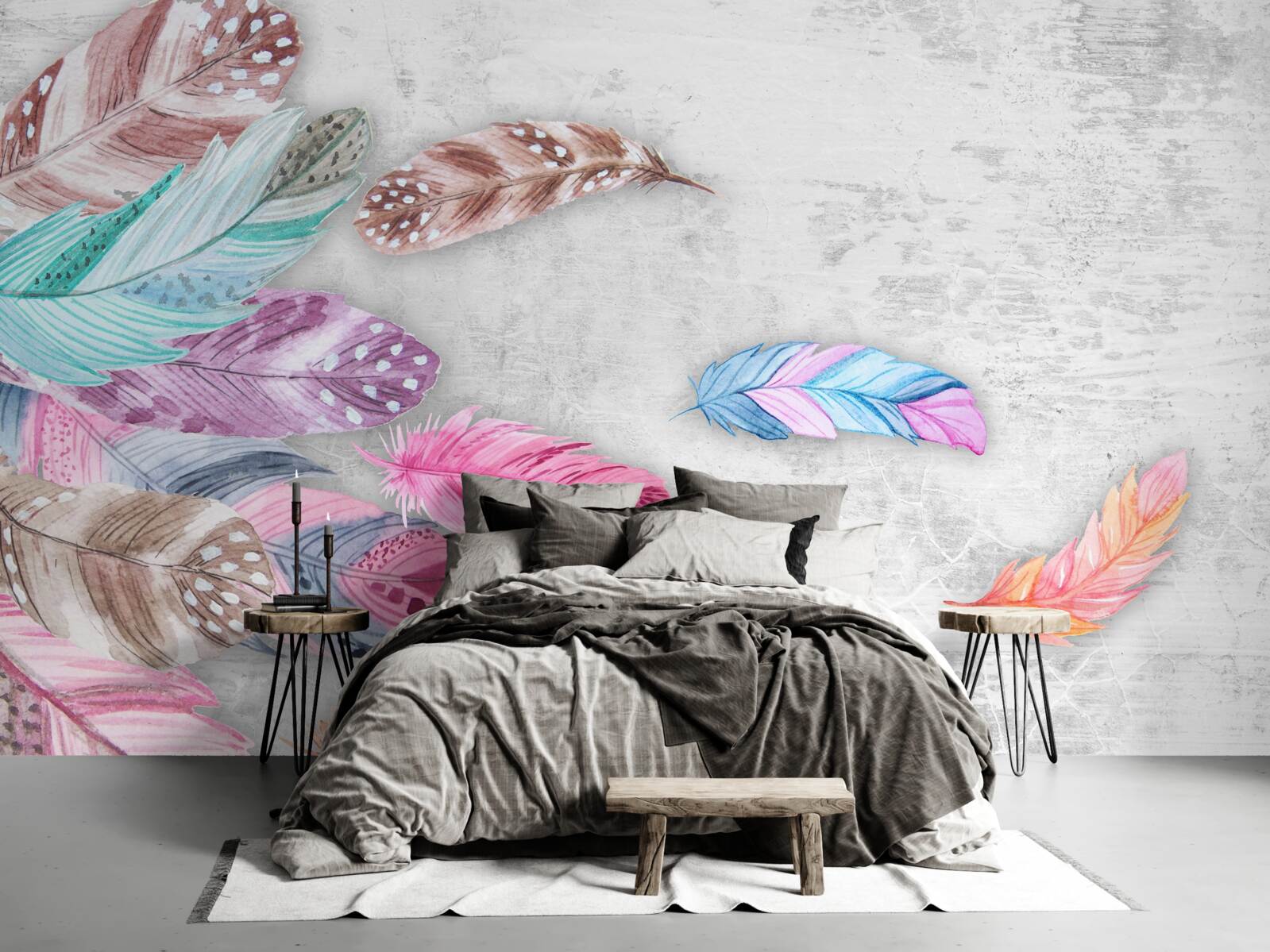 Fototapeta pióra w delikatnych jasnych odcieniach