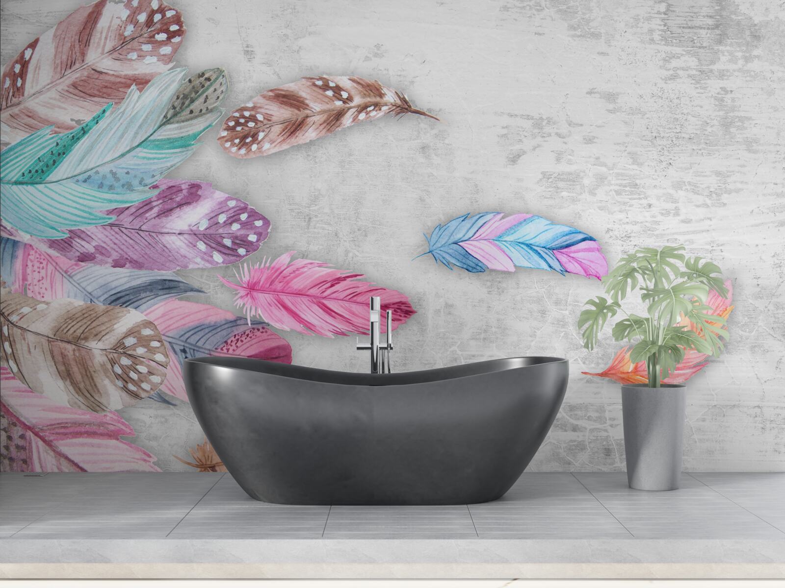 Fototapeta pióra w delikatnych jasnych odcieniach