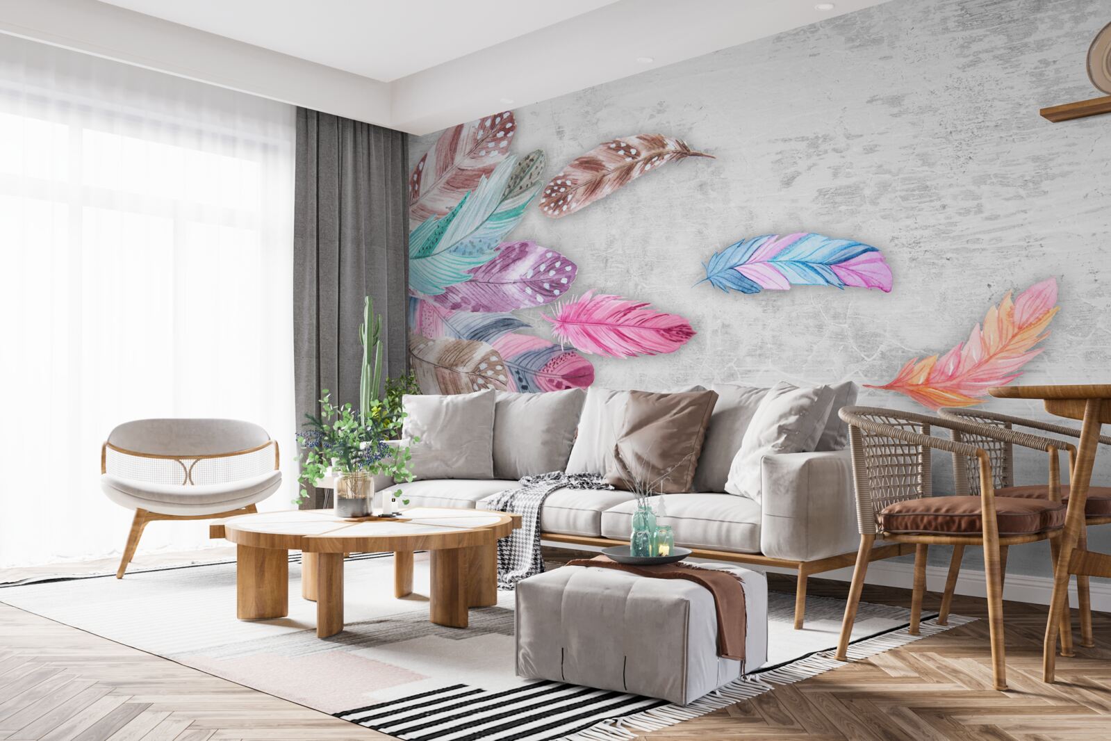 Fototapeta pióra w delikatnych jasnych odcieniach