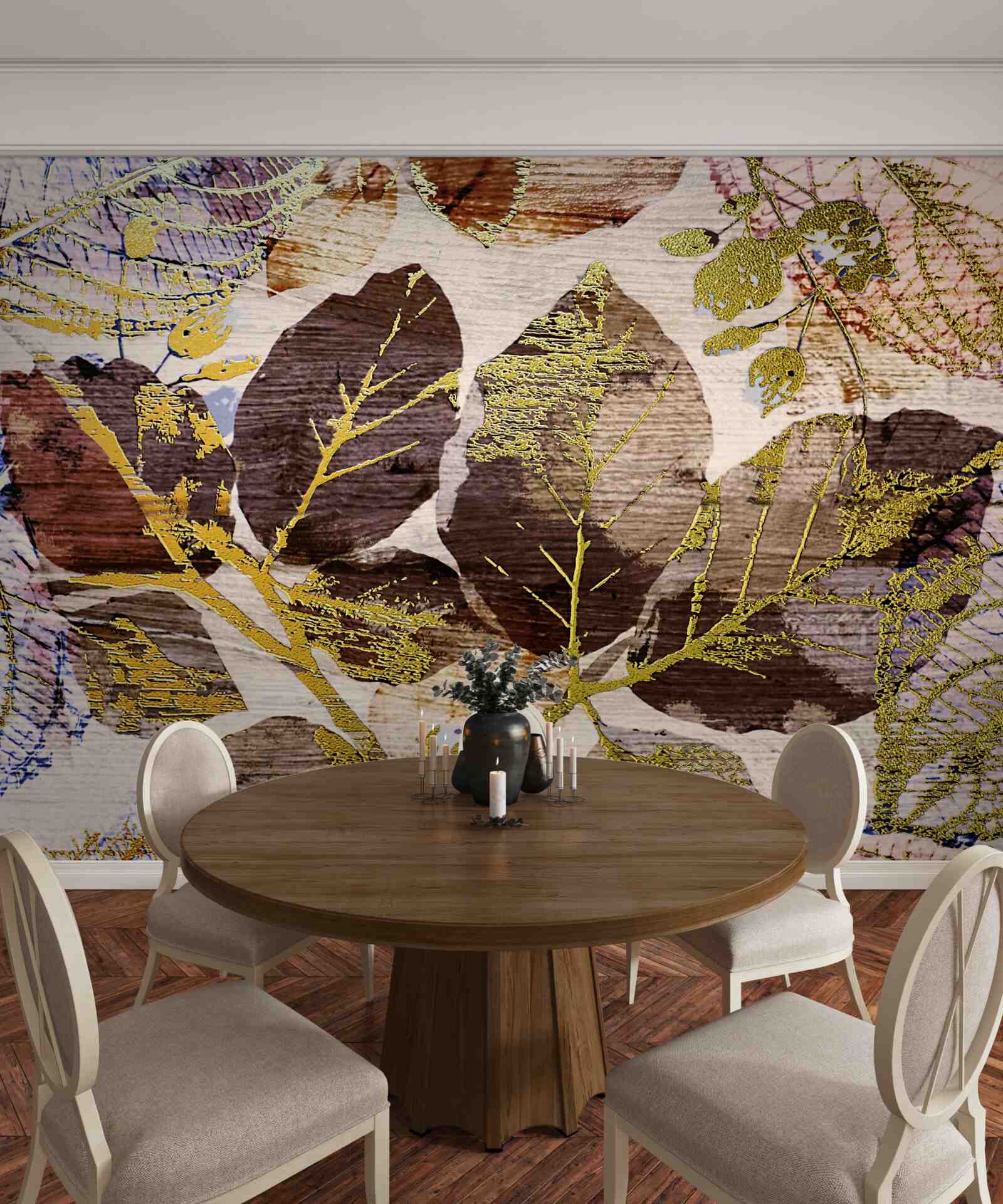 Fototapeta jesienne liście o złotym odcieniu