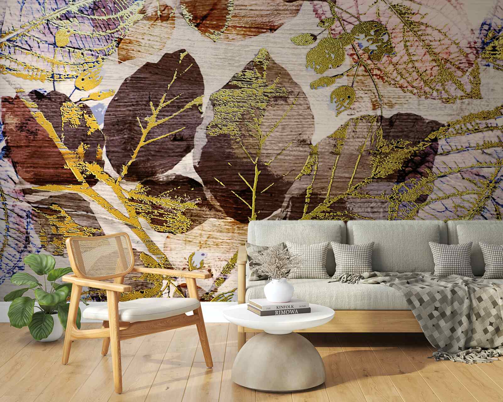 Fototapeta jesienne liście o złotym odcieniu