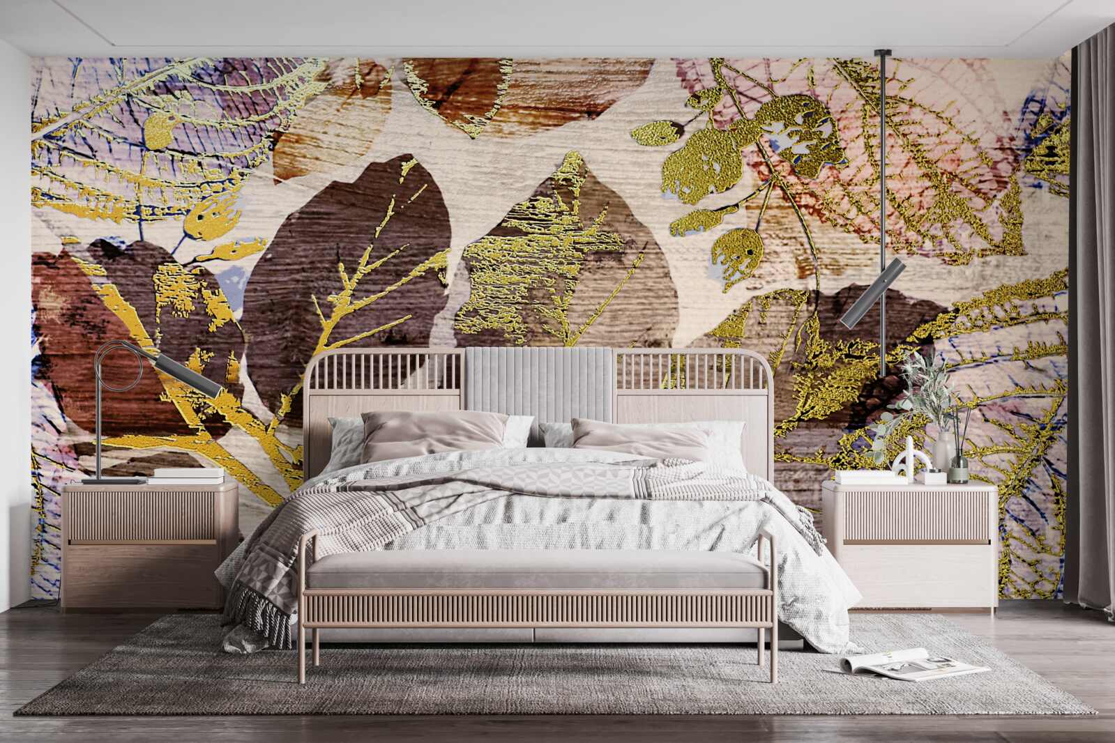 Fototapeta jesienne liście o złotym odcieniu