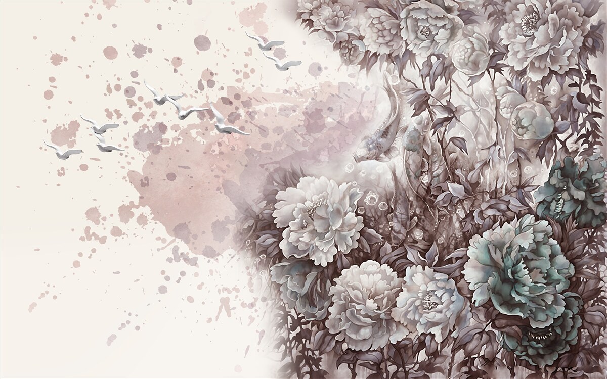 Fototapeta rośliny kwitnące trzepoczą w podmuchach wiatru