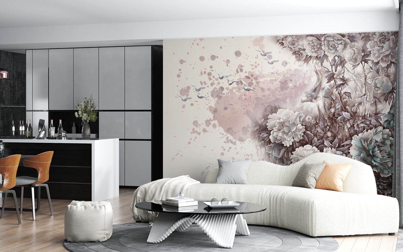 Fototapeta rośliny kwitnące trzepoczą w podmuchach wiatru