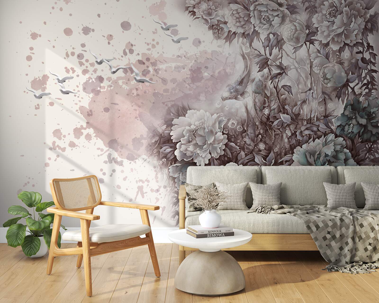 Fototapeta rośliny kwitnące trzepoczą w podmuchach wiatru