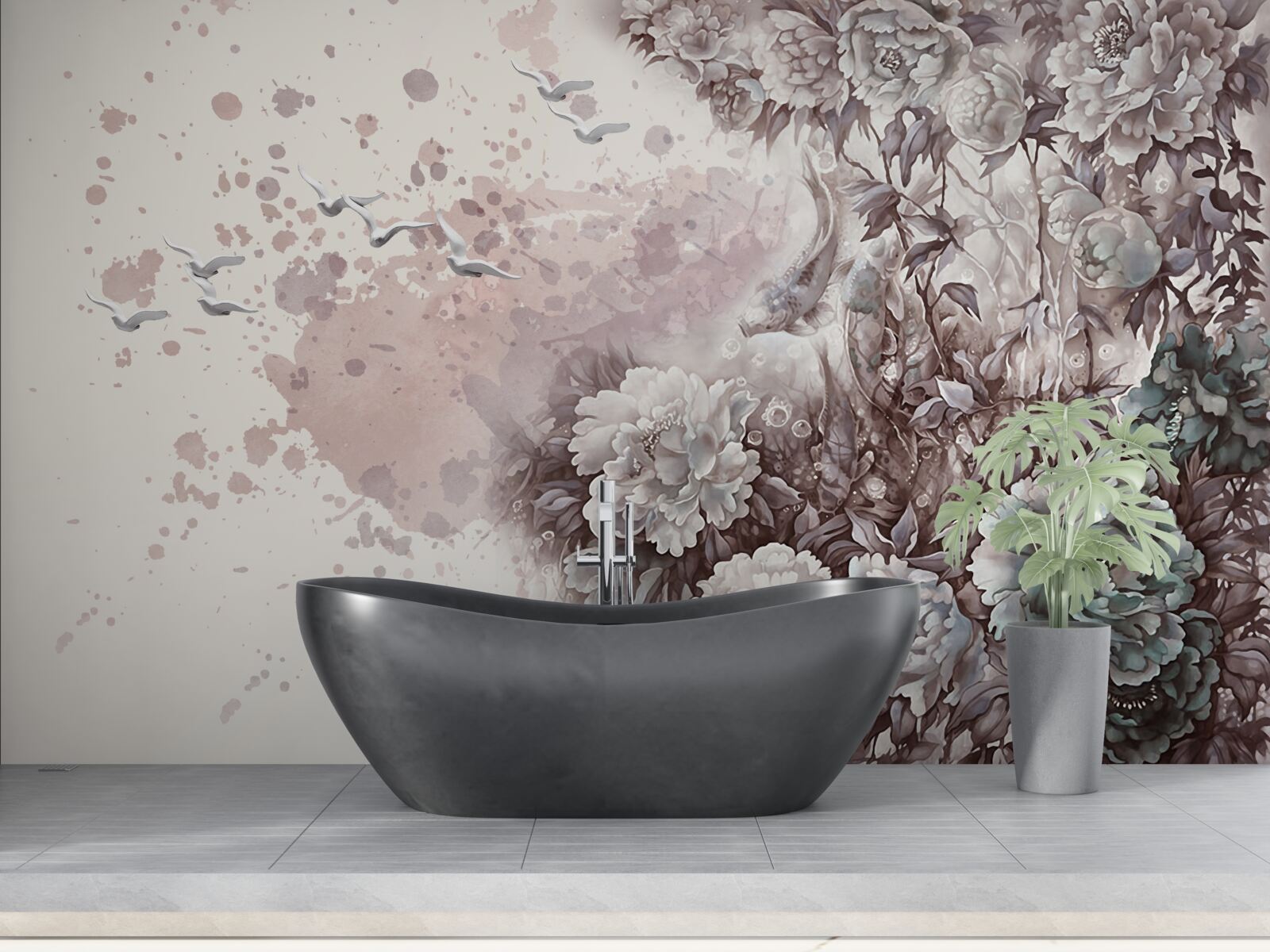 Fototapeta rośliny kwitnące trzepoczą w podmuchach wiatru