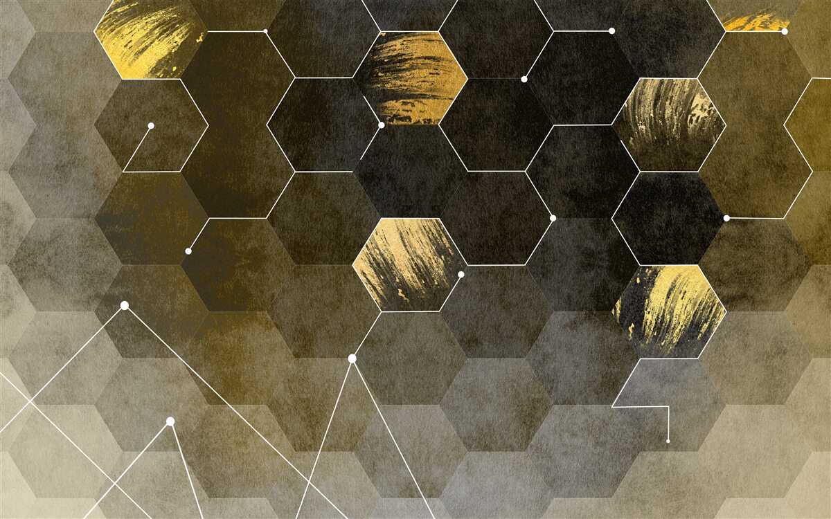 Fototapeta złote ptaki na nocnym niebie