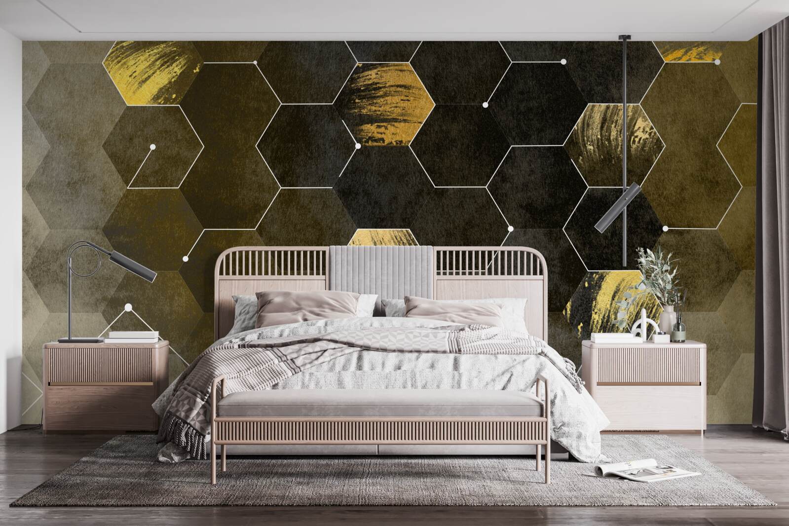 Fototapeta złote ptaki na nocnym niebie