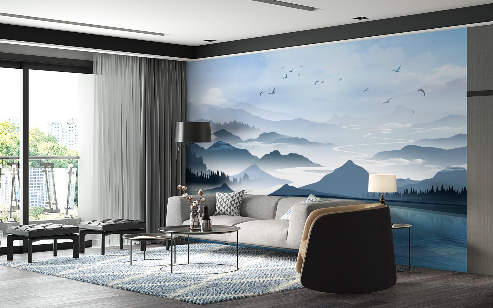 Fototapeta samotne łowienie ryb o świcie na jeziorze