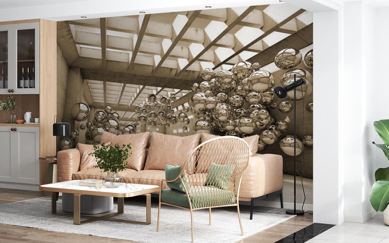 Fototapeta pokój z brązowymi kulami