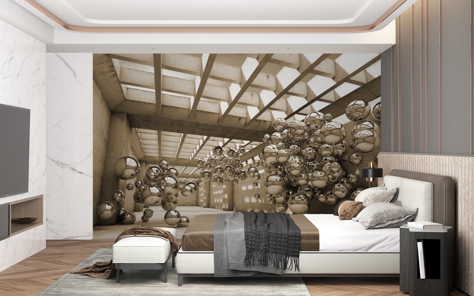 Fototapeta pokój z brązowymi kulami