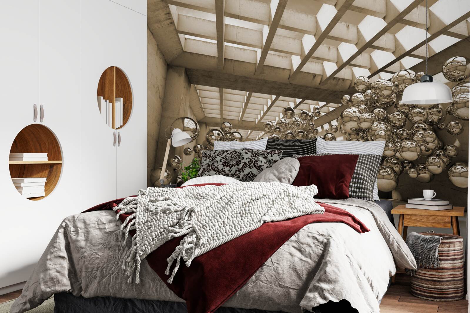 Fototapeta pokój z brązowymi kulami