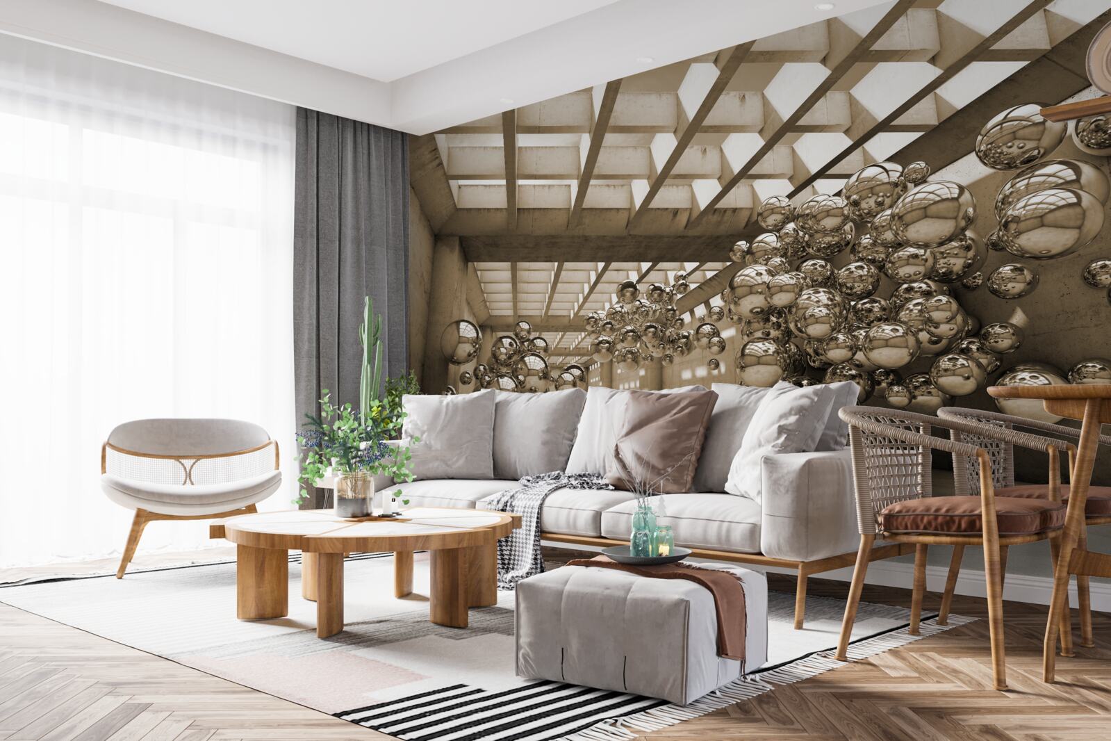 Fototapeta pokój z brązowymi kulami