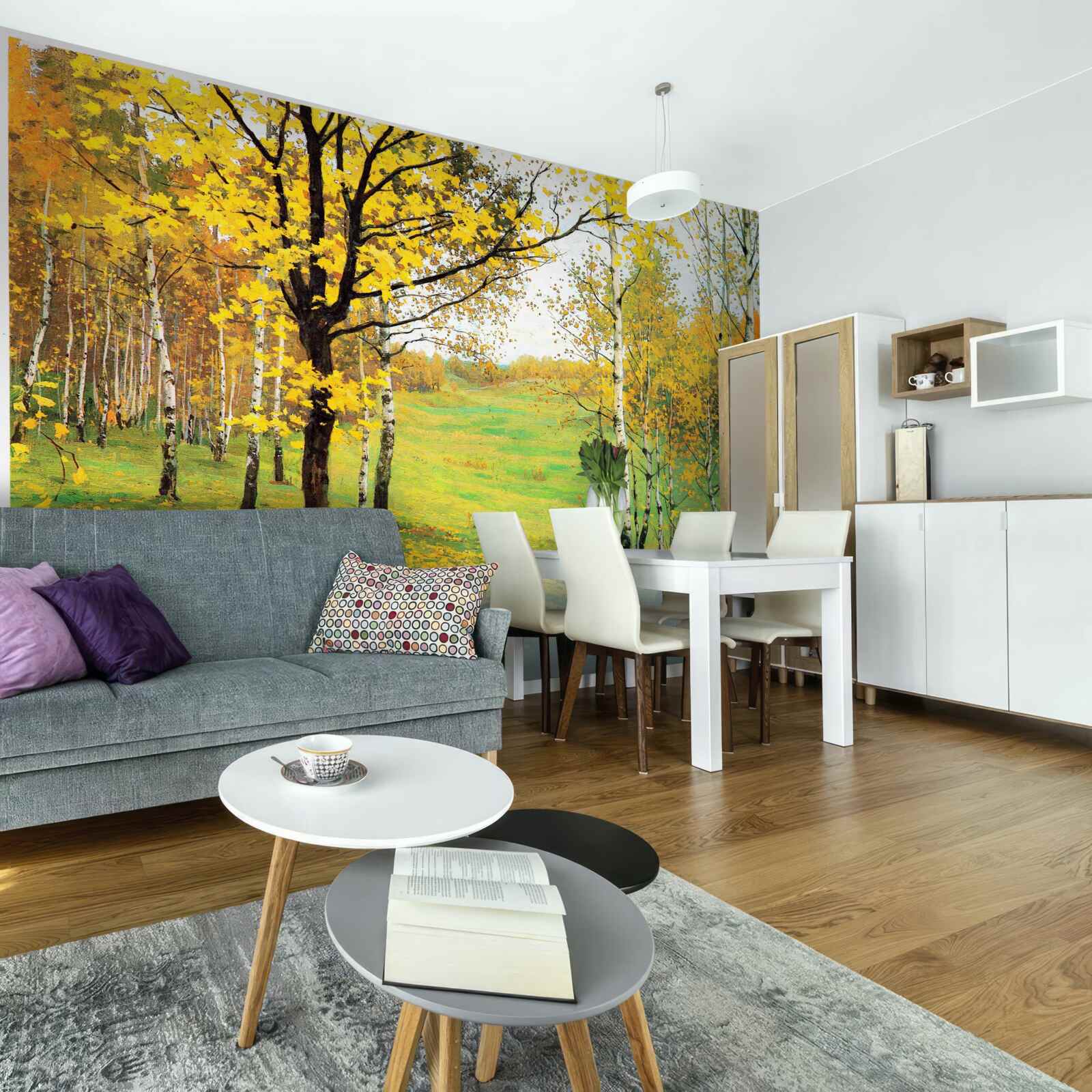 Fototapeta jesienny las spowity jest niesamowitymi odcieniami