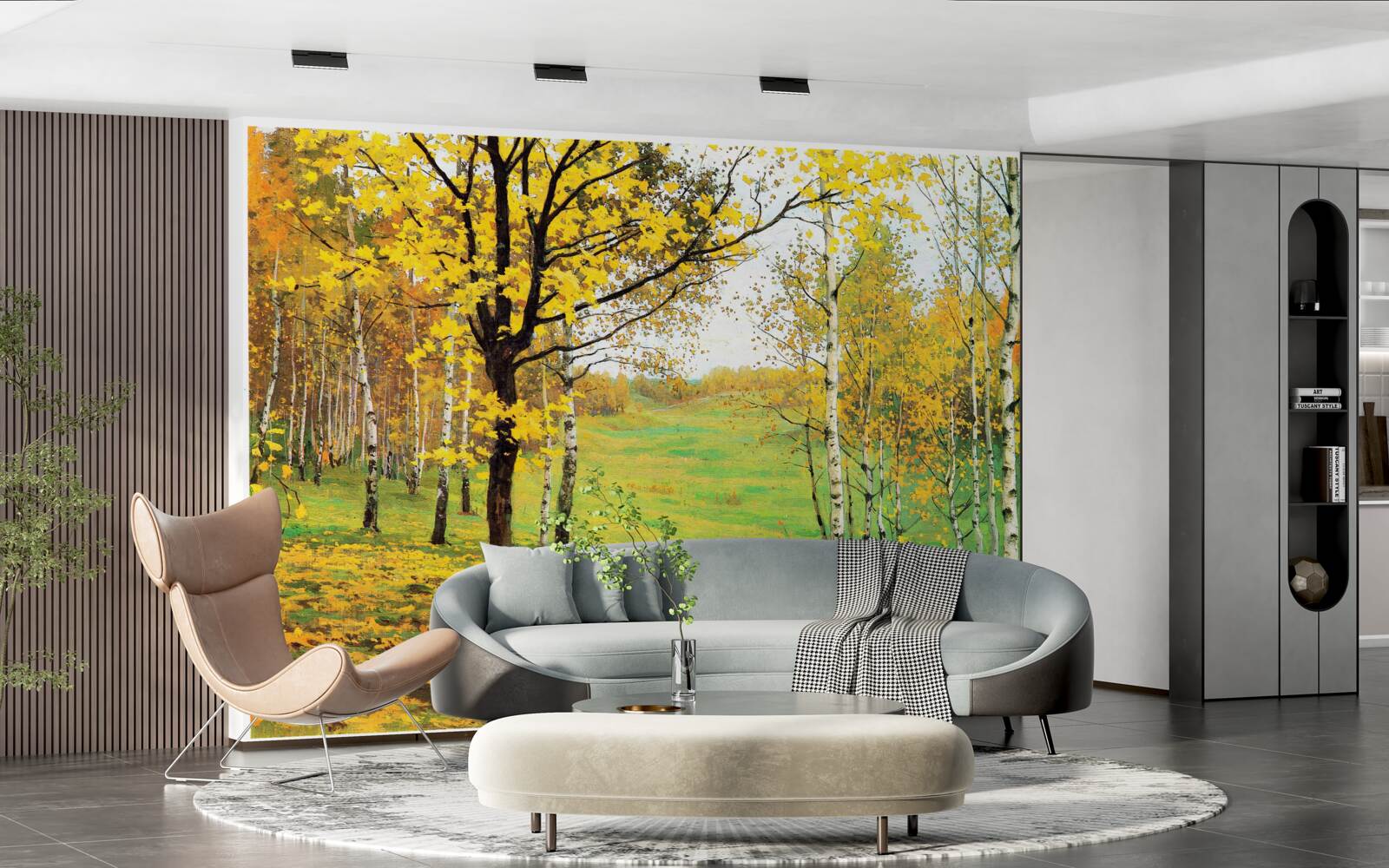 Fototapeta jesienny las spowity jest niesamowitymi odcieniami