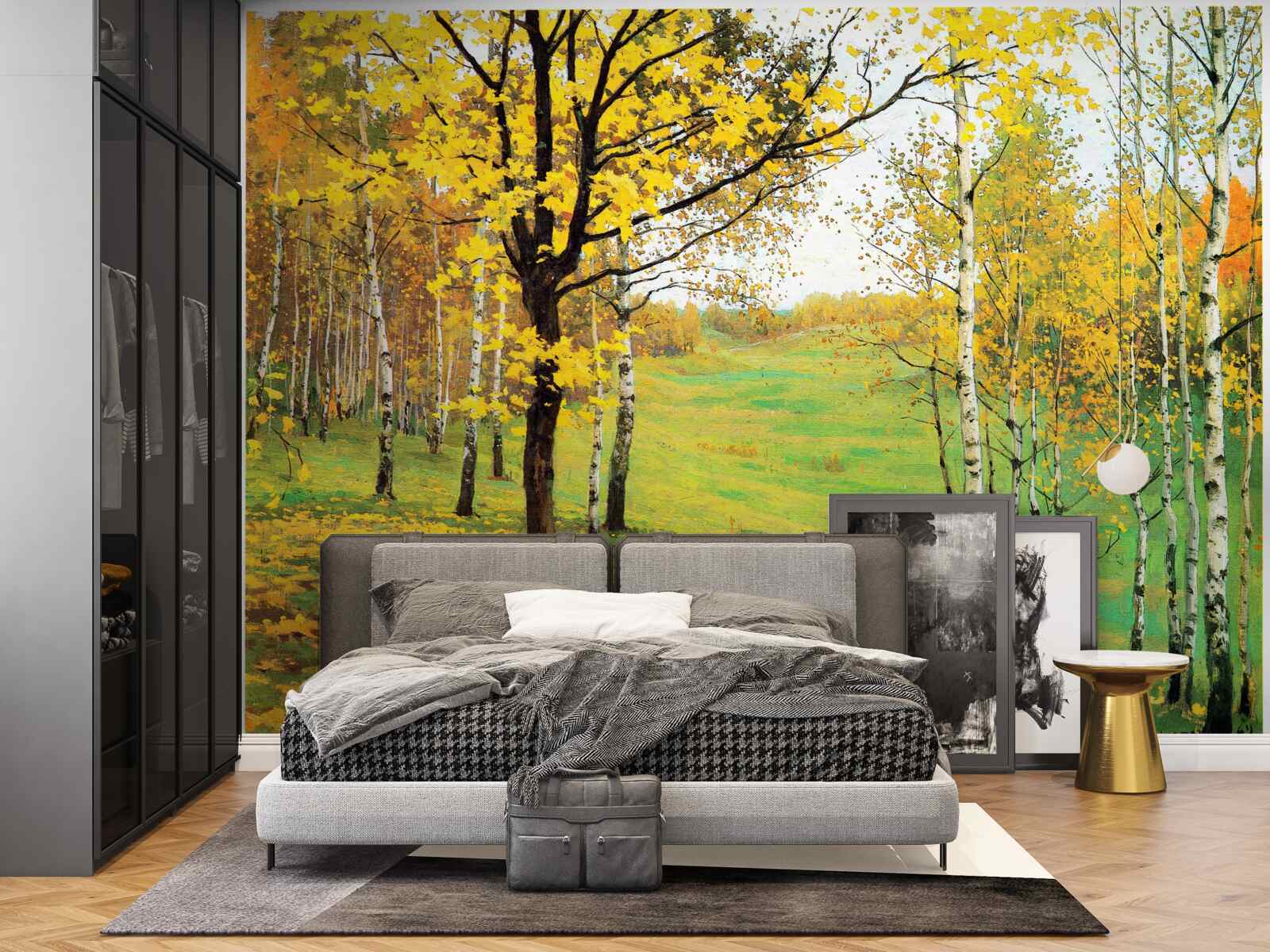 Fototapeta jesienny las spowity jest niesamowitymi odcieniami