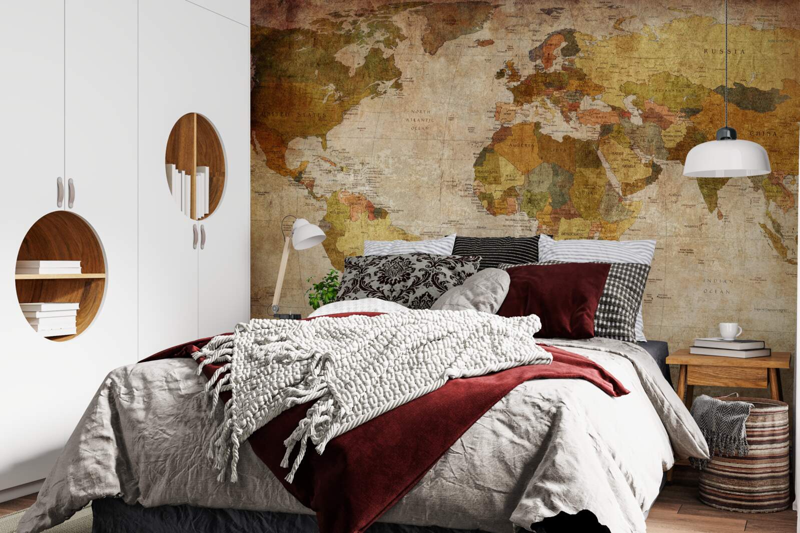 Fototapeta mapa świata w odcieniach brązu