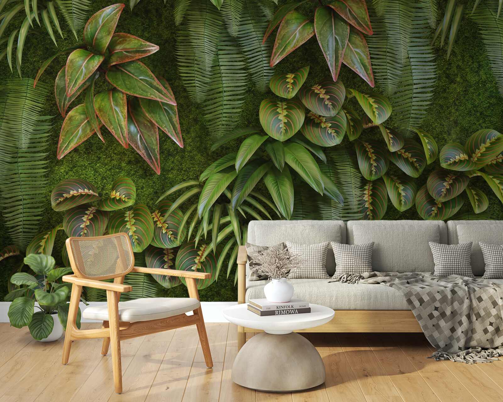 Fototapeta liście bananów i paproci są ciemnozielone