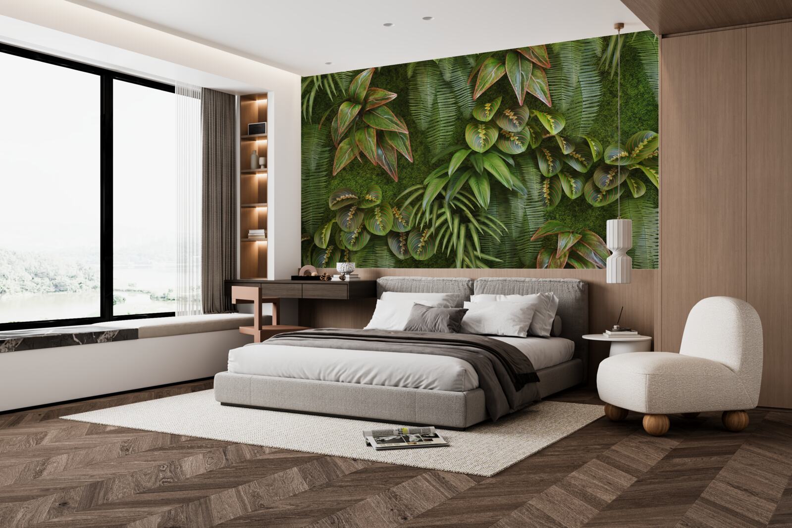 Fototapeta liście bananów i paproci są ciemnozielone