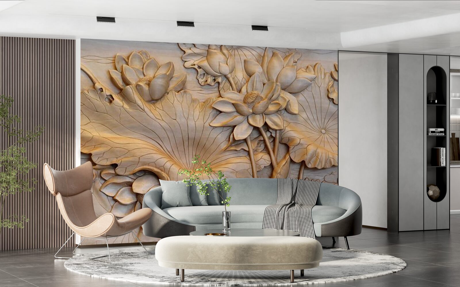 Fototapeta kompozycja kwiatów i liści o uporządkowanym układzie