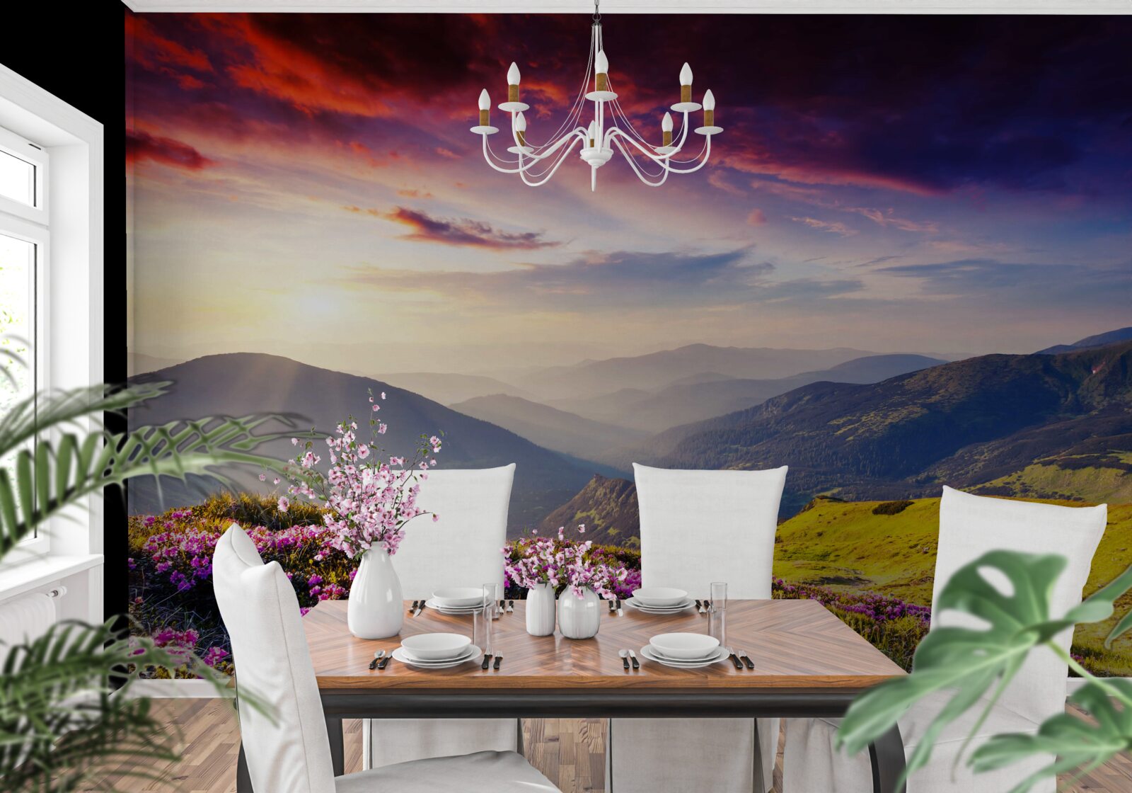 Fototapeta o świcie górskie wzgórza ożywają żywymi kolorami