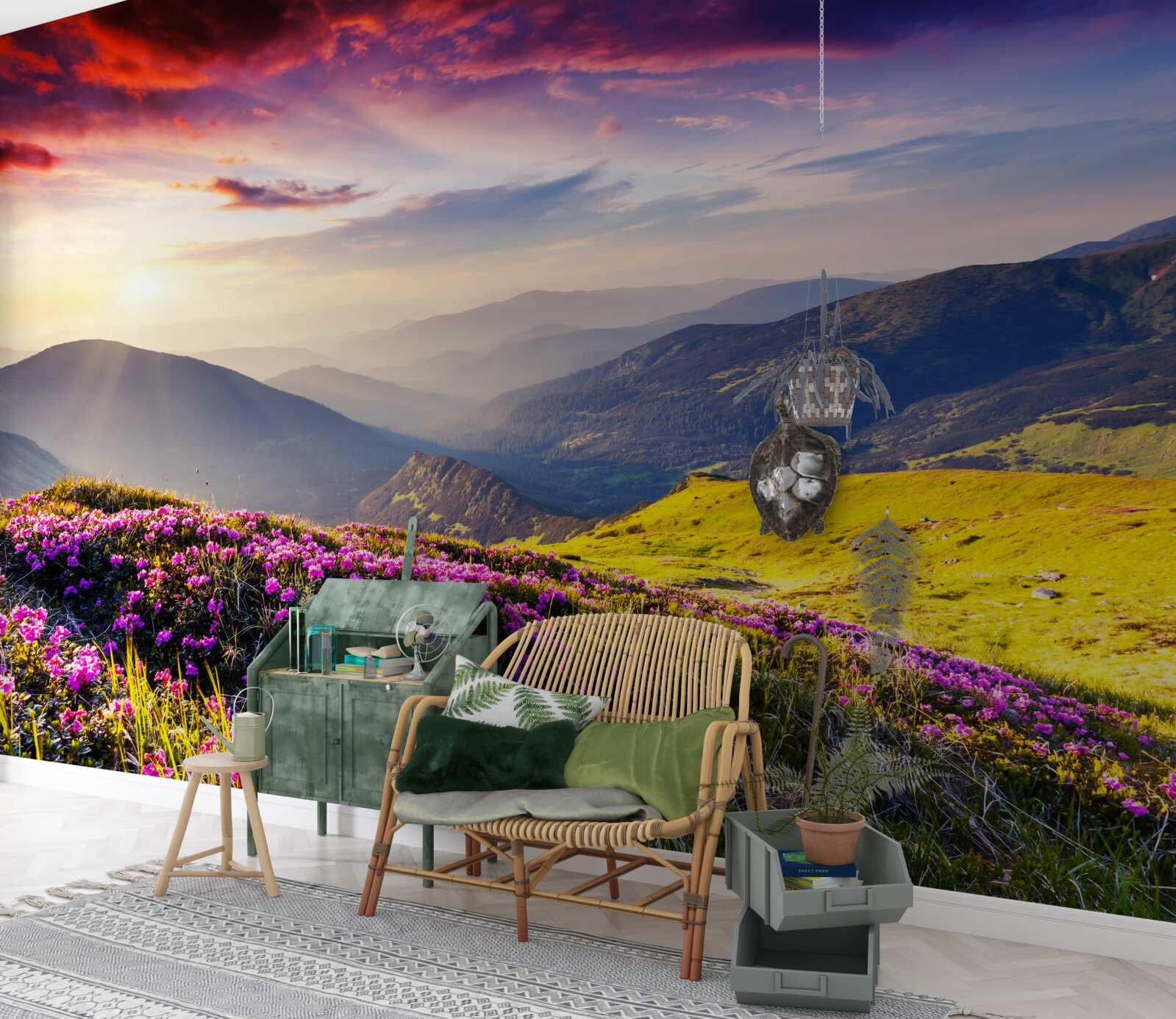 Fototapeta o świcie górskie wzgórza ożywają żywymi kolorami