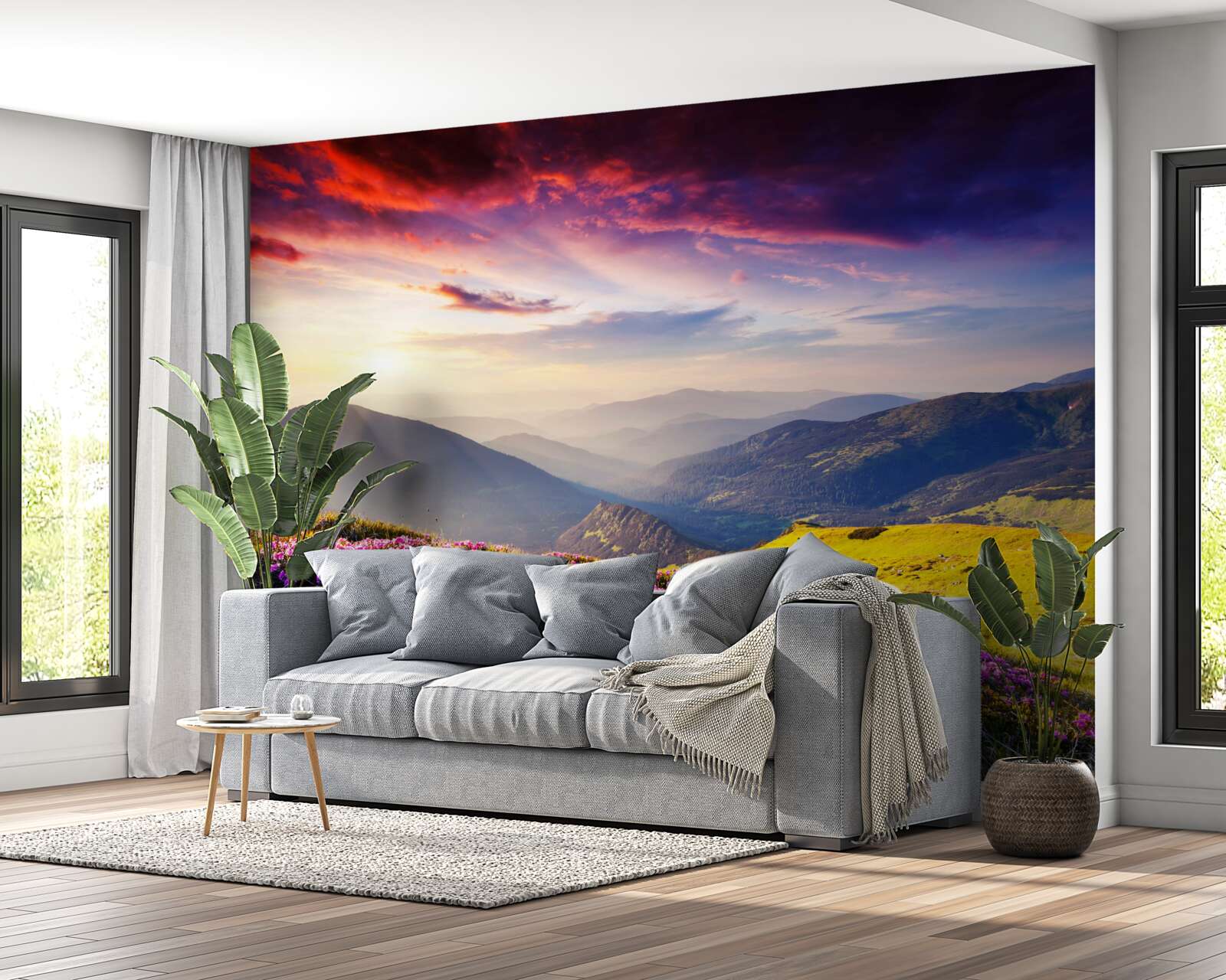 Fototapeta o świcie górskie wzgórza ożywają żywymi kolorami