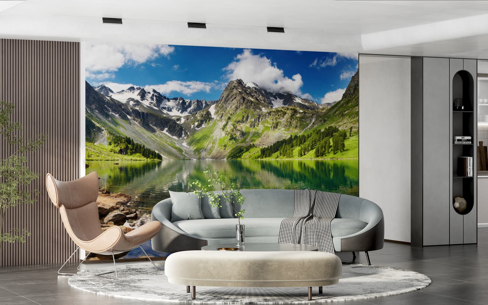 Fototapeta spokojne wody jeziora w górach w letni dzień