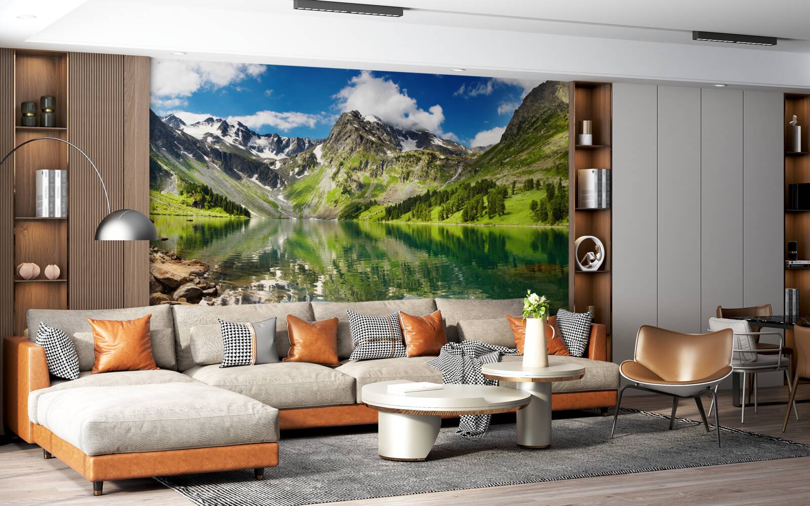 Fototapeta spokojne wody jeziora w górach w letni dzień