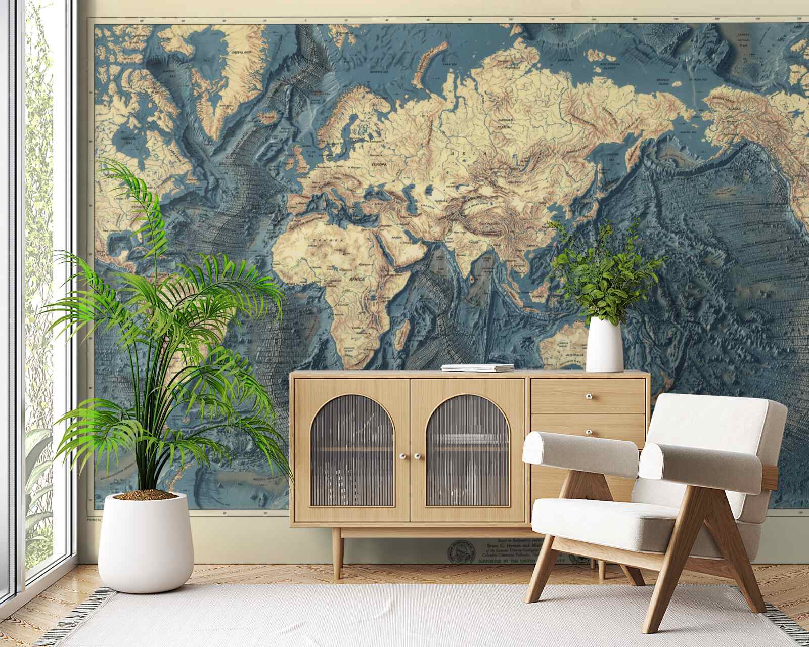 Fototapeta dno oceanu na płaskorzeźbie